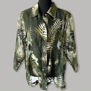 TanJay Burnout  Sheer Button Down Blouse